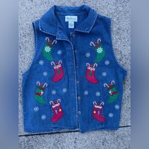 Westbound Vintage Christmas denim vest Size: Small